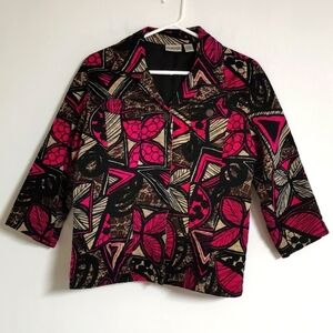 Chico's Women's Multicolor Casual Blazer Jacket 100% Cotton Size 2